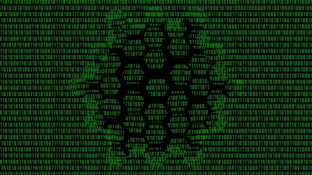 Data leak symbolic on destroyed green binary code background - internet security and data protection concept - 3D illustration