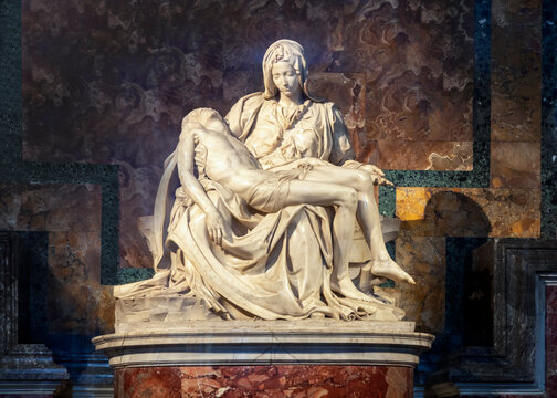 famous pieta from Michelangelo Inside the St Peter's basilica in the city of Vatican, Rome, Italy