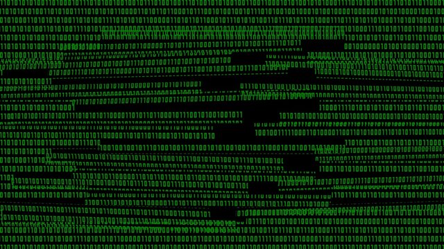 Data leak symbolic on destroyed green binary code background - internet security and data protection concept - 3D illustration