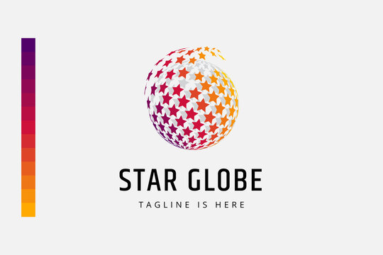 abstract logo design star globe, bonus pallete color in design.