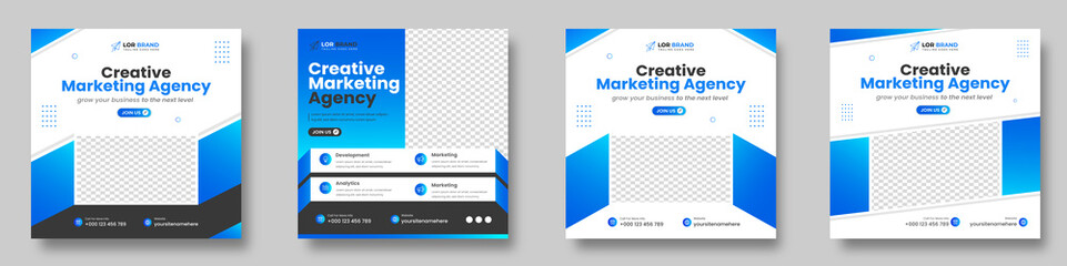 Fototapeta premium Digital Marketing Social Media Post banner Template set, social media post banner design template. business marketing post. Digital marketing agency post banner set, Digital marketing expert banner. 