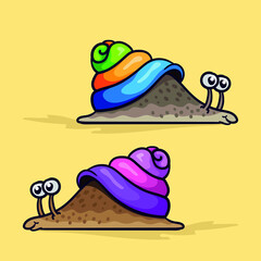 Color snail cartoon illustration, cartoon style