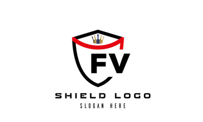 FV king shield latter logo vector