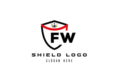 FW king shield latter logo vector