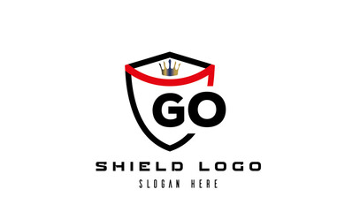 GO king shield latter logo vector