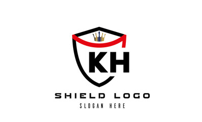 KH king shield latter logo vector
