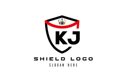 KJ king shield latter logo vector