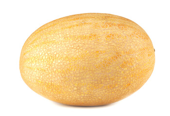 The yellow ripe melon is isolated on a white background.