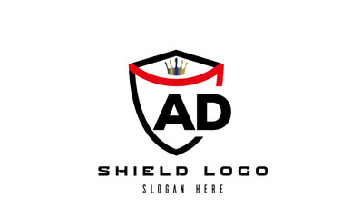 AD king shield latter logo vector