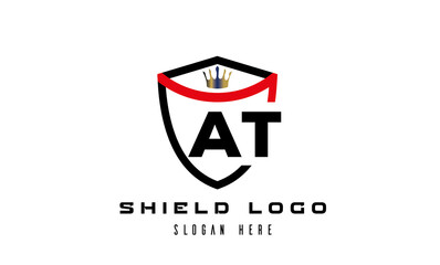 AT king shield latter logo vector