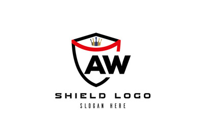 AW king shield latter logo vector