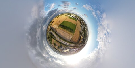 Globe highway with sky and clouds aerial shot