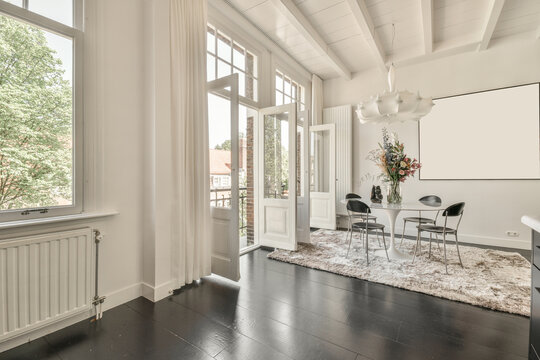 Dining zone in minimalist style apartment