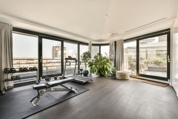 Fitness equipment in modern apartment