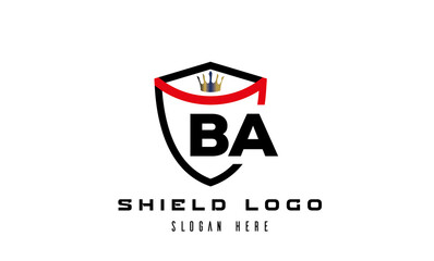 BA king shield latter logo vector