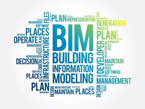 BIM - building information modeling word cloud, business concept background