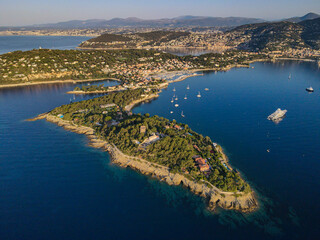 Aerial view of Cap Ferrat in the French Riviera Mediterranean