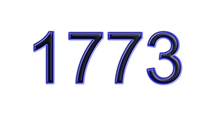 blue 1773 number 3d effect white background