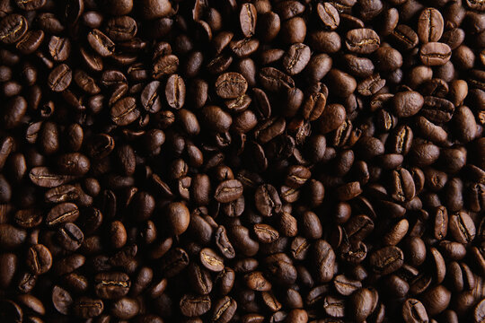 Roasted coffee bean background. 