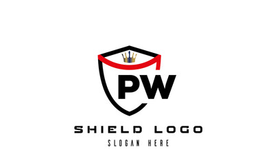 king shield PW latter logo vector
