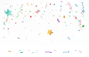 Vector illustration of falling confetti on a transparent background.	
