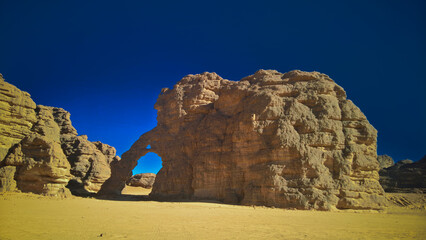 Abstract Rock formation at Tikoubaouine aka elephant in Tassili nAjjer national park, Algeria