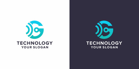 letter g with technology logo