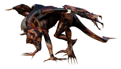 3D Rendering Fairy Tale Dragon on White