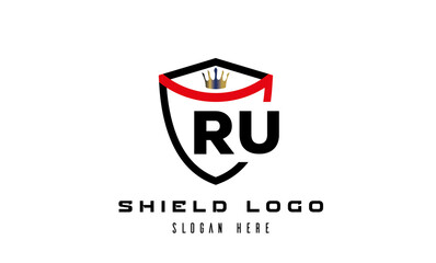 king shield RU latter logo vector