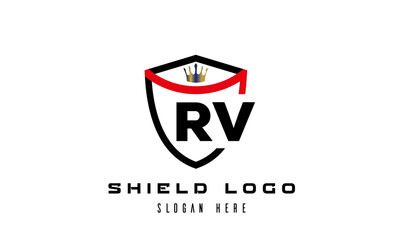 king shield RV latter logo vector