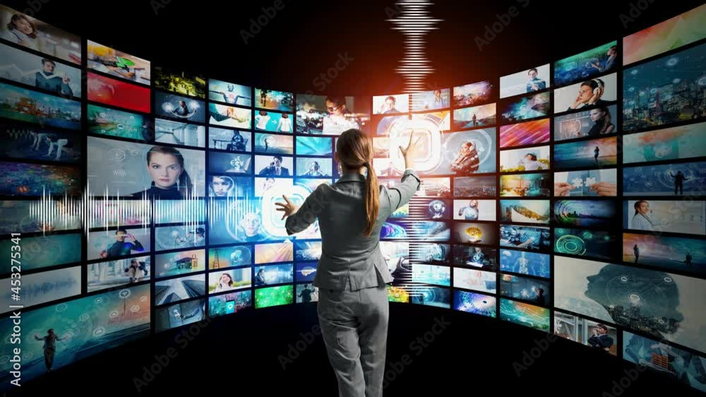 Poster digital contents concept. social networking service. streaming video. communication network.