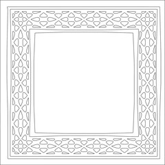 Decorative line art frames for design template. Elegant element for design in Eastern style, place for text. Black outline floral border. Lace vector illustration for invitations and greeting cards