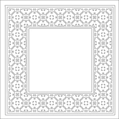 Decorative line art frames for design template. Elegant element for design in Eastern style, place for text. Black outline floral border. Lace vector illustration for invitations and greeting cards