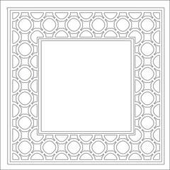 Decorative line art frames for design template. Elegant element for design in Eastern style, place for text. Black outline floral border. Lace vector illustration for invitations and greeting cards