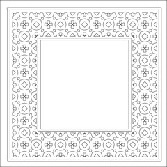 Decorative line art frames for design template. Elegant element for design in Eastern style, place for text. Black outline floral border. Lace vector illustration for invitations and greeting cards