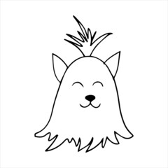 Vector portrait of a Yorkshire terrier in doodle cartoon style. Pet illustration in line art style