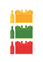 Crate vector. free space for text. wallpaper. Bottle in crate. Yellow, Green and Red Crate beer vector.