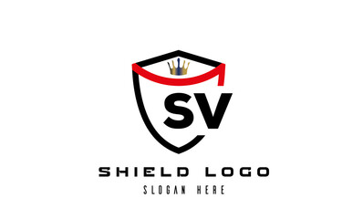 king shield SV latter logo vector