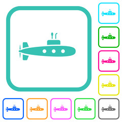 Submarine vivid colored flat icons