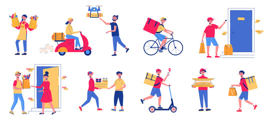 Fototapeta premium Food Delivery Color Icon Set