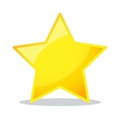 Yellow star in 2d vector logo.