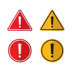Vector Red and Yellow isolated alert warning signs set.