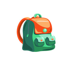 Fototapeta premium bright beautiful cartoon color childrens backpack briefcase isolated on white background return to school
