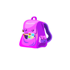 bright beautiful cartoon color childrens backpack briefcase isolated on white background return to school