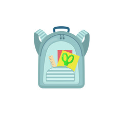 bright beautiful cartoon color childrens backpack briefcase isolated on white background return to school