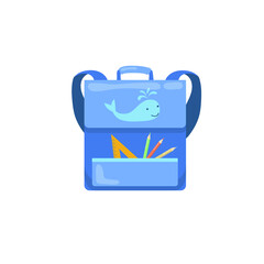 bright beautiful cartoon color childrens backpack briefcase isolated on white background return to school