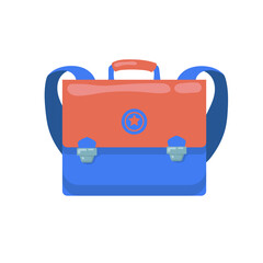bright beautiful cartoon color childrens backpack briefcase isolated on white background return to school