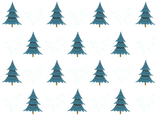 Christmas tree vector pattern. Illustration in flat style. Fir-tree forest. 