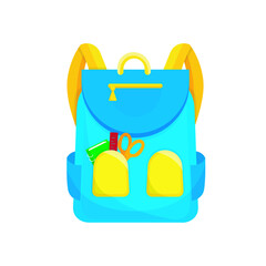 bright beautiful cartoon color childrens backpack briefcase isolated on white background return to school