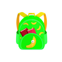 bright beautiful cartoon color childrens backpack briefcase isolated on white background return to school